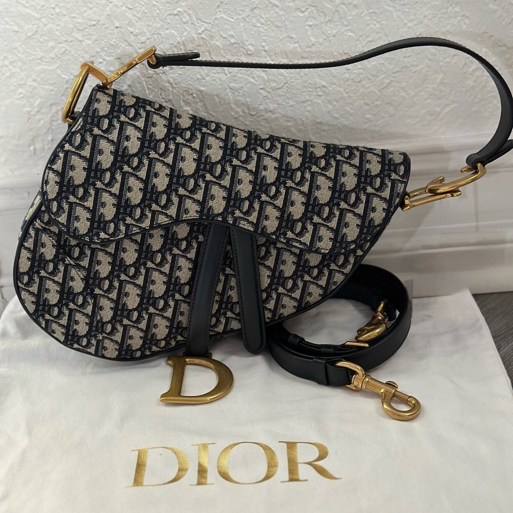 Dior Women's Saddle Bag - Navy and Beige